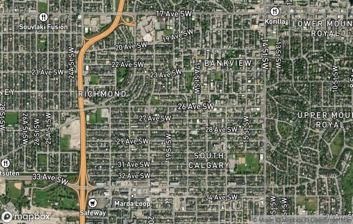 Marda Loop aerial view